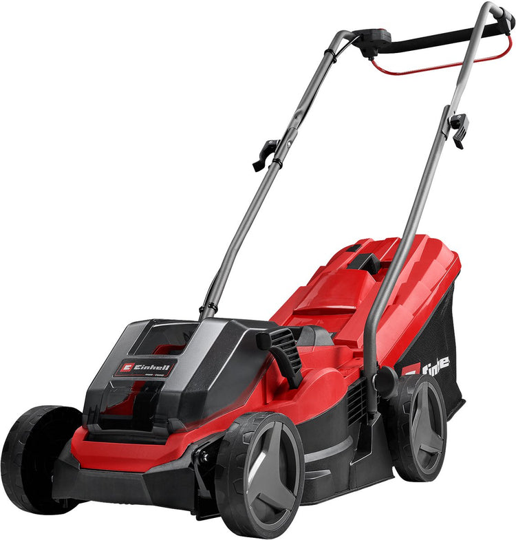 Einhell Akku-Rasenmäher GE-CM 36 33 Li Kit – Power X-Change – 36 V Li-Ion – Schnittbreite 33 cm – empfohlene Rasenfläche: bis zu 250 m² – 30 l Fangbox – Schnitthöhe: 25–65 mm – inkl. 2x 2,5-Ah-Akku + 2x Ladegerät