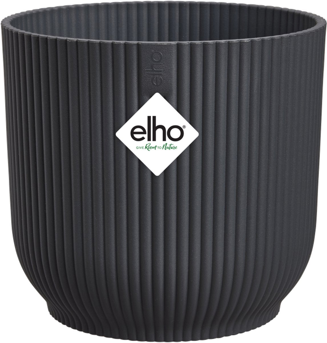 Elho Vibes Fold Round 16 – Blumentopf für den Innenbereich – 100 % recycelter Kunststoff – ø 16,1 x H 14,8 cm – Anthrazit
