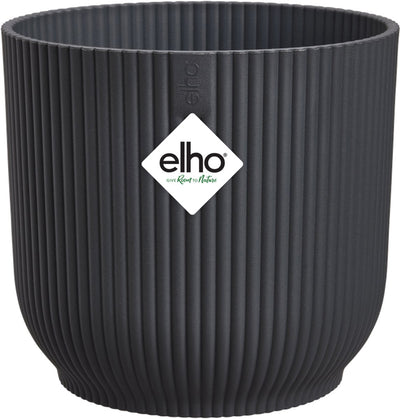Elho Vibes Fold Round 16 – Blumentopf für den Innenbereich – 100 % recycelter Kunststoff – ø 16,1 x H 14,8 cm – Anthrazit