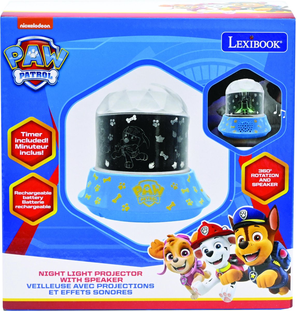 Lexibook Paw Patrol Nachtlichtprojektor mit Lautsprecher