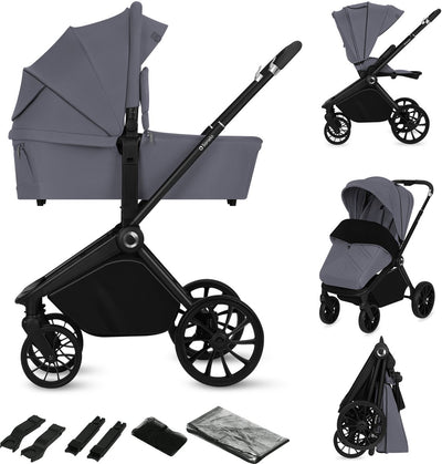 Lionelo mika plus – 2in1 Kinderwagen – XXL-Set – vielseitig und ganzjährig – große Räder – bis 22 kg – Einhandbedienung – für alle Geländearten – Zubehörset