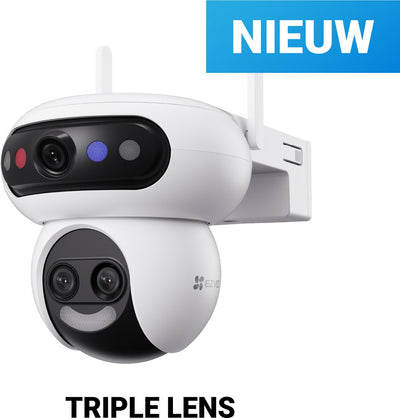 Ezviz H90F intelligente Sicherheitskamera – WLAN-Außenkamera – 3K-Dreifachobjektiv – funktioniert mit Google Assistant Alexa – Personenerkennungs-Nachtsicht – Weiß