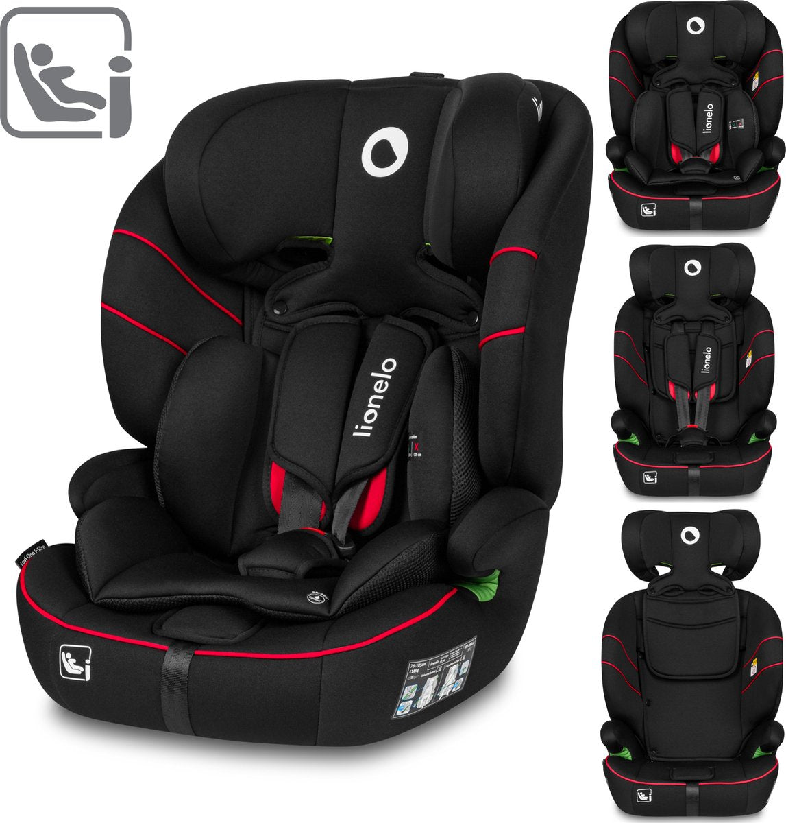 Lionelo Levi i-Size-Autositz 76–150 cm (9–36 kg) – Gruppe 1 2 3 – vorwärtsgerichtet – 5-Punkt-Gurt – verstellbare Kopfstütze – Memory-Schaum – Dri-Seat – ECE R129 03
