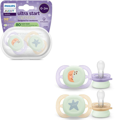 Philips Avent Ultra Start Night – im Dunkeln leuchtender Silikonschnuller – 0–2 Monate – 2 Stück – scf075 17