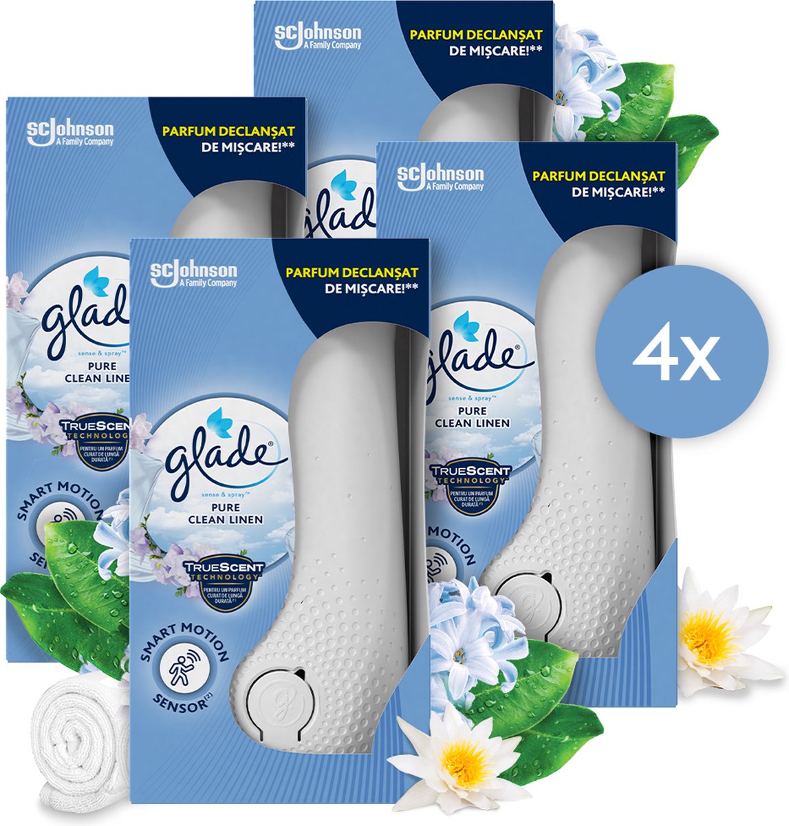Glade Sense Sprühhalter aus reinem, sauberem Leinen, 4 x
