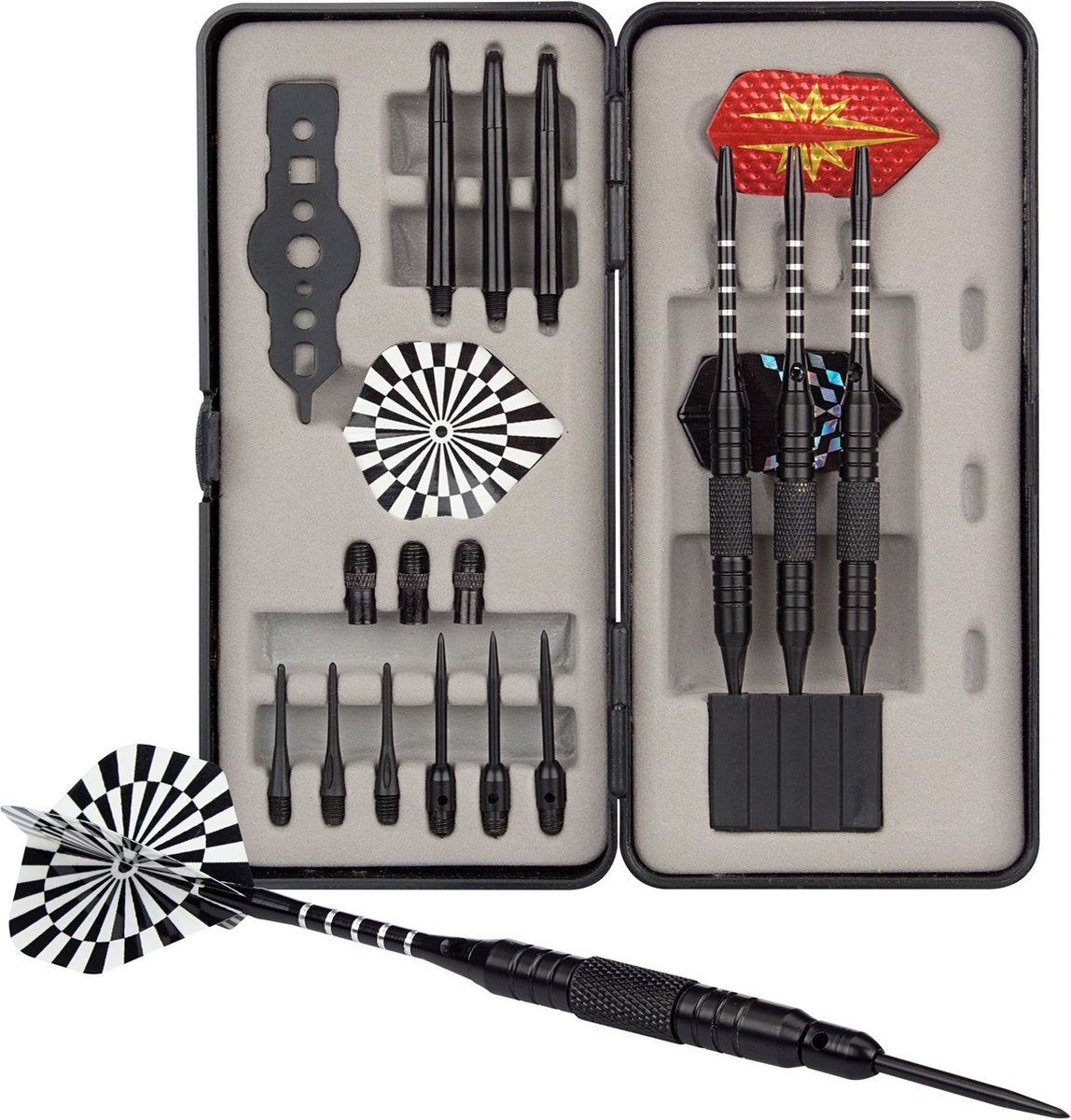 Abbey Darts Dartset - Stahlspitze Softspitze - Schwarz - 21