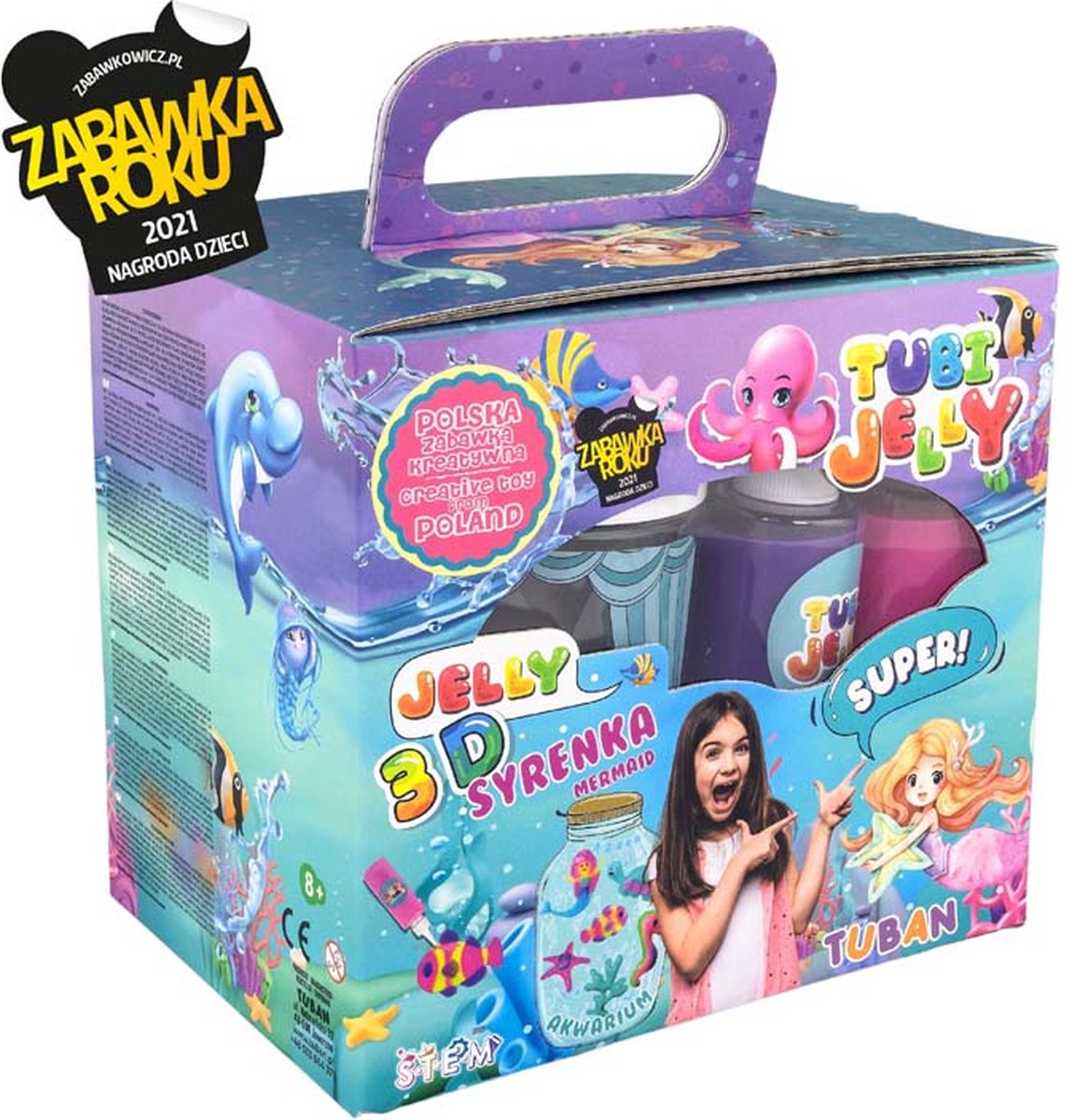 Tuban – Tubi-Gelee-Set mit 6 Farben und kleinem Aquarium – Meerjungfrau