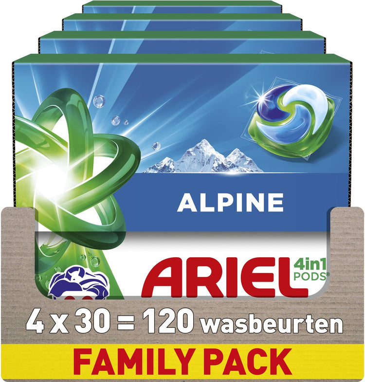 Ariel 4in1 Waschmittelkapseln Alpin – 4 x 30 Waschgänge