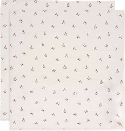 Jollein – hydrophiles Tuch groß 115 x 115 cm – Wickeltuch – weiche Baumwolle – 2 Stück – Nostalgiefahrt