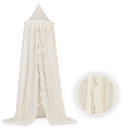 Jollein – Baby-Moskitonetz mit Vintage-Rüschen (Elfenbein) – Baumwolle – Polyester – Babyschleier, Betthimmel – 245 cm