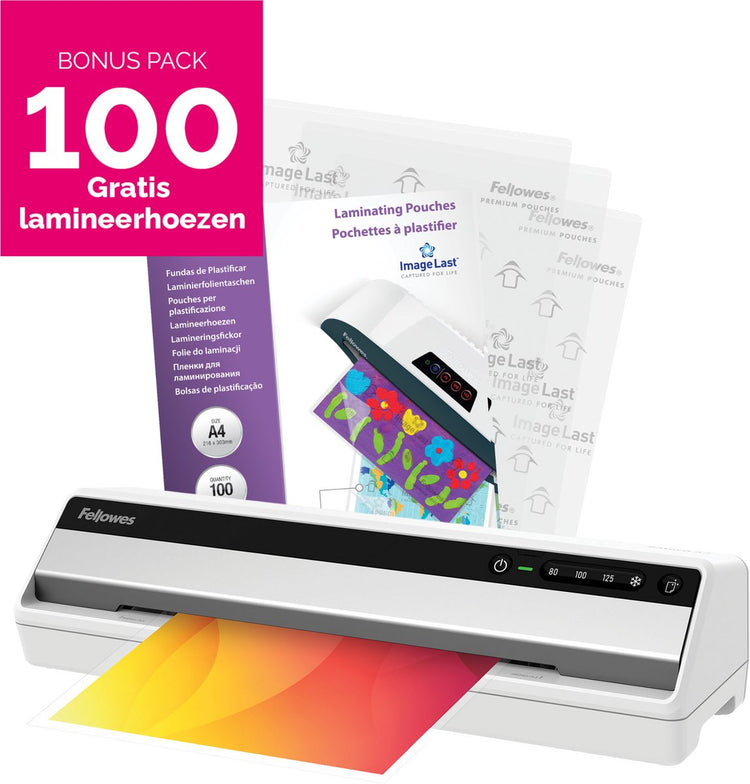 Fellowes Laminiergerät Saturn A3 - inkl. Packung mit 100 Laminierfolien (A4, 80 Mikron)