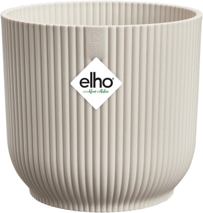 Elho Vibes Fold Round 18 – Blumentopf für den Innenbereich – 100 % recycelter Kunststoff – ø 18,4 x H 16,8 cm – Leinenweiß
