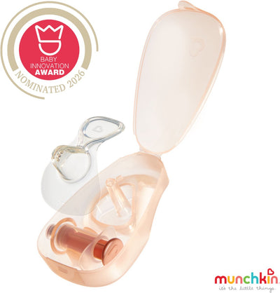 Munchkin Flow Silikon-Nippelhütchen-Starterset – sichtbarer Milchfluss während des Stillens – inklusive Sterilisationsbox – 24 mm