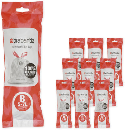 Brabantia Perfectfit Müllsäcke – 5 l – Code B – 10 Rollen x 20 Stück