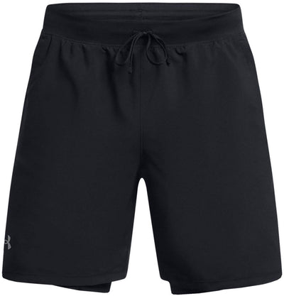 Under Armour UA Launch 7'' 2-in-1 Shorts-BLK Herren-Sporthose – Schwarz – Reflektierend