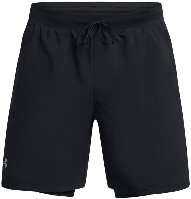 Under Armour UA Launch 7'' 2-in-1 Shorts-BLK Herren-Sporthose – Schwarz – Reflektierend