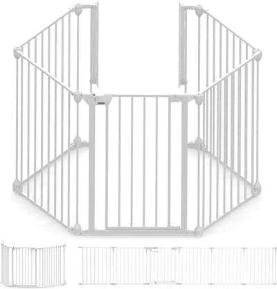 Noma 5 Panel Sicherheitszaun – Raumteiler – bis 315 cm – weiß – Ofenzaun – Sicherheitszaun für Kamin