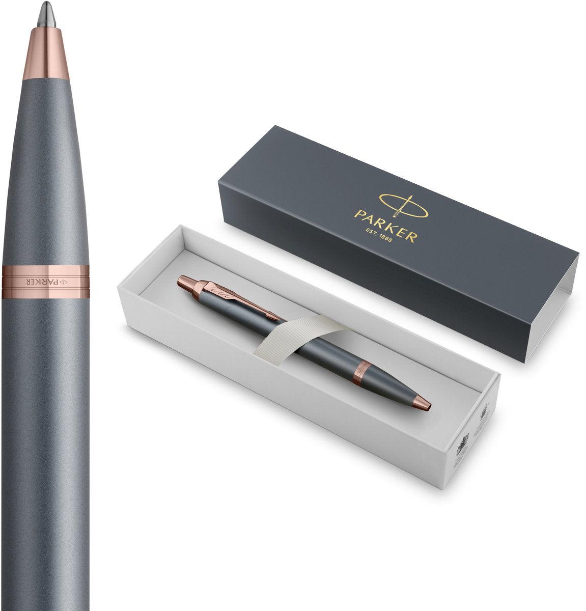 Parker im Kugelschreiber | Kollektion für den letzten Schliff | Schieferfinish | mittel | blau | Geschenkverpackung