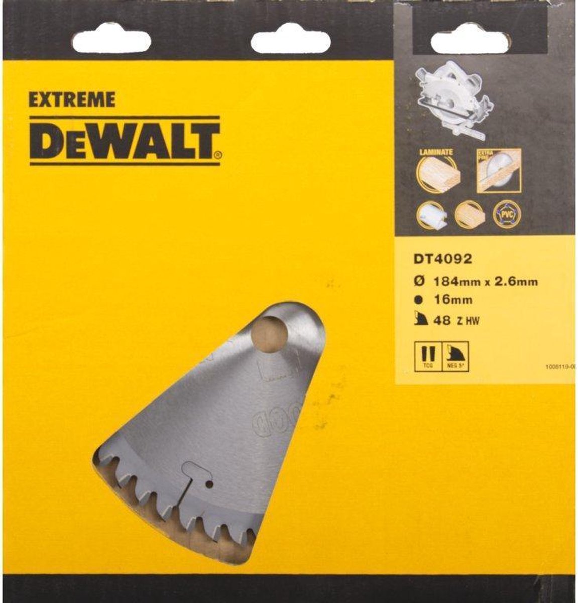 Dewalt Kreissägeblatt für Laminat | extrem | ø 184mm Achsloch 16mm 48t - dt4092-qz
