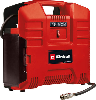 Einhell Akku-Kompressor TE-AC 36 8 Li oder Set Solo – Power X-Change – 36 V Li-Ion – max. 8 bar - ölfrei - Saugleistung 130 l min - inkl. 3-teiliges Adapterset - exkl. Akku und Ladegerät