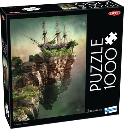 Taktischer Zufluchtsort der Antike – Puzzle – 1000 Teile – Fantasiewelt mit schwimmender Insel – geheimnisvolles Schiff und mittelalterliche Dörfer – hohe skandinavische Qualität