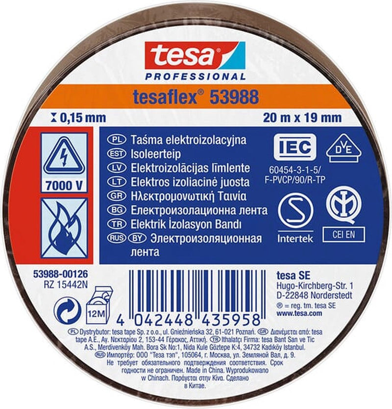 Tesa Professional 1064608 – Tesa Weich-PVC-Klebeband 20 m: 19 mm braun | 20 Stück