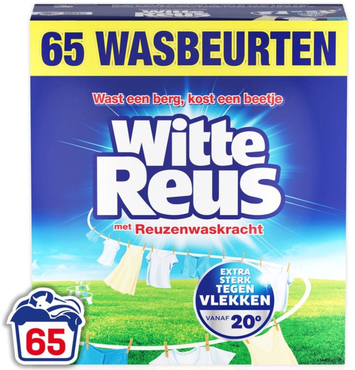 Weißes Riesenwaschpulver - Waschmittel - Weiße Wäsche - 60 Wäschen - Großverpackung