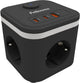 Fellowes Power Cube Steckdosenleiste – Typ F – 3 Steckdosen + USB-C USB-A – 2 m Kabel – mit Schalter – Cube-Verlängerungskabel