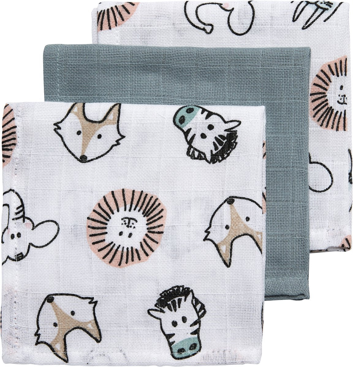 Meyco Babytier-Mundtücher – 3er-Pack – hydrophil – mehrfarbig – 30 x 30 cm