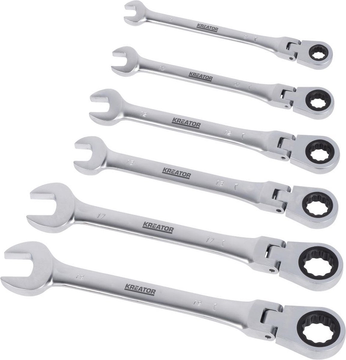 Kreator krt500014 flexibler Ratschen-Ringschlüssel-Satz – 6-teilig – im Kunststoffhalter