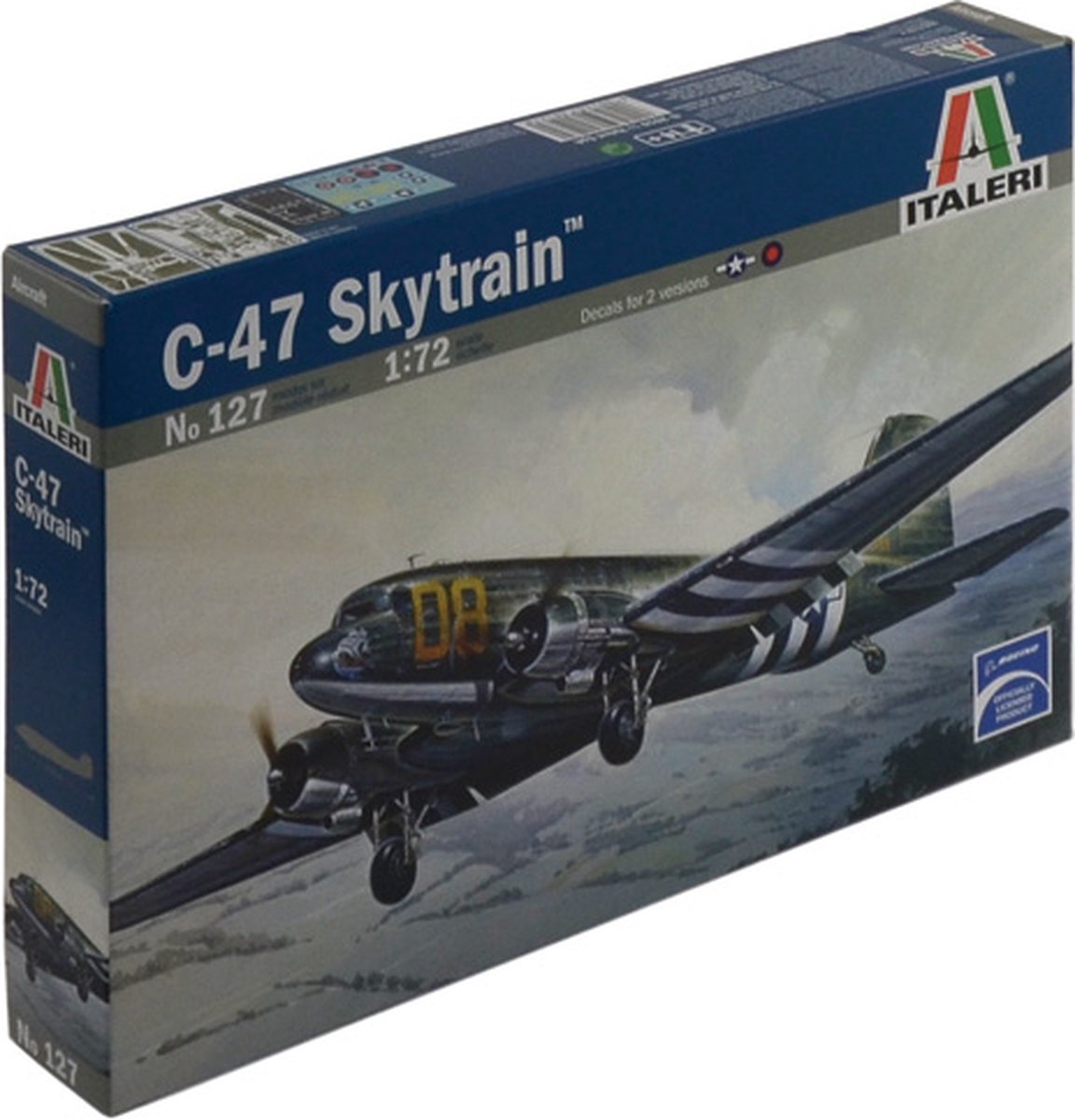 Italeri Modellbausatz Züge – 0127 Douglas C-47 Skytrain Flugzeug aus Kunststoff – 1:72 – Modellbau