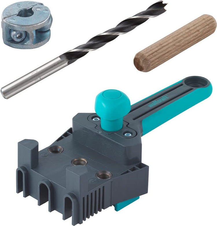 Wolfcraft - Dübellehren-Set inklusive 150 Dübel - Dübellehre - Dübel ø 8mm x 40mm - Dübelbohrlehre - Dübelset - 8621000