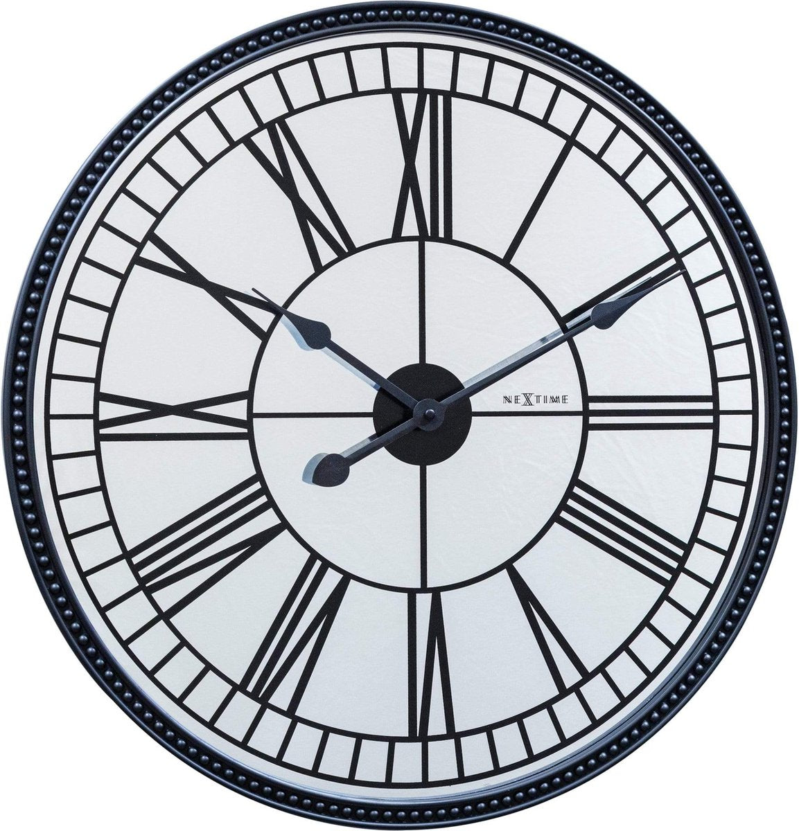 Nextime Kleopatra-Spiegel – Stille Wanduhr – 56 cm – Spiegel – Schwarz