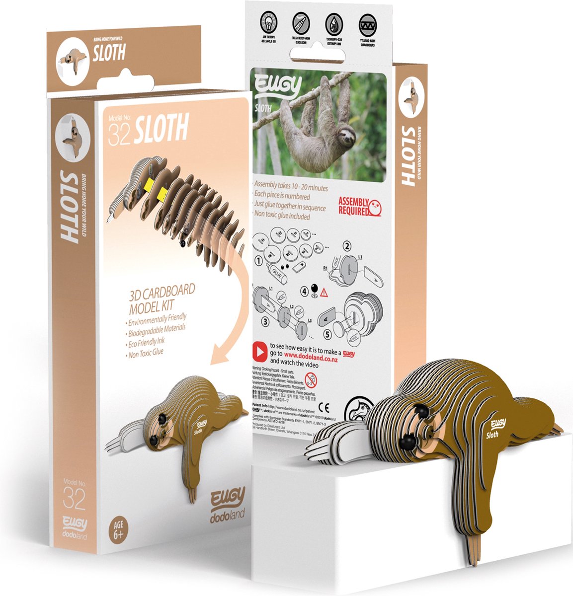 Eugy 3D-Puzzle – Faultier – wilde Tiere – nachhaltig – alle sammeln – 6 Jahre