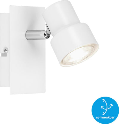 Briloner Leuchten Rock - Wandleuchte - Strahler drehbar - inklusive 1xLED gu10 5w - 460lm - 3.000k Warmweiß - Weiß
