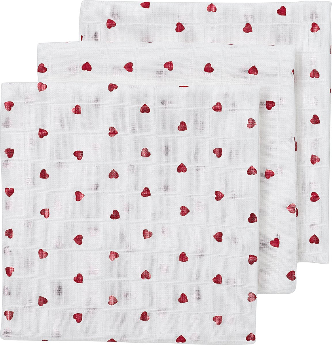 Meyco Baby Sweet Heart hydrophile Tücher – 3er-Pack – rot – 70 x 70 cm