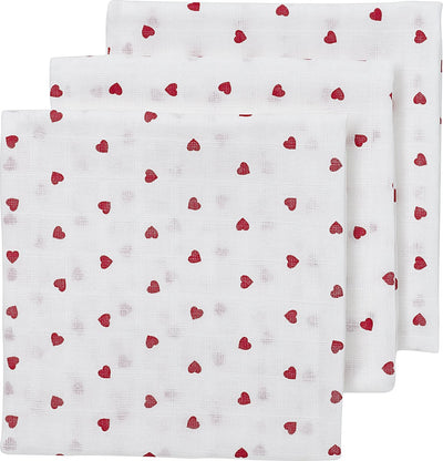Meyco Baby Sweet Heart hydrophile Tücher – 3er-Pack – rot – 70 x 70 cm