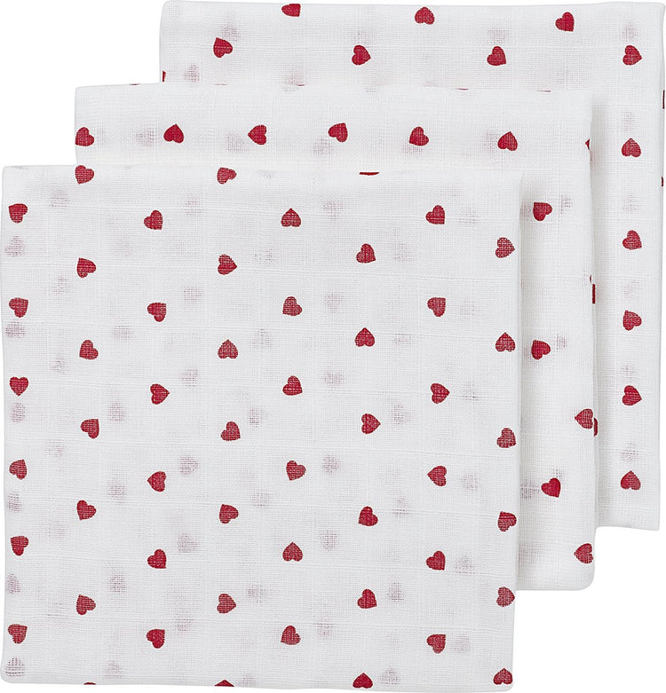 Meyco Baby Sweet Heart hydrophile Tücher – 3er-Pack – rot – 70 x 70 cm