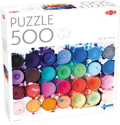 Tactic Wasserfarben – Puzzle – 500 Teile – bunte Aquarellpalette – kreative Kunst- und Malmaterialien – hohe skandinavische Qualität
