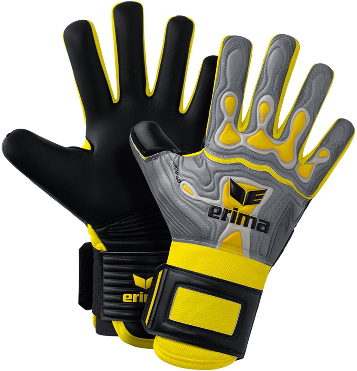 Erima Flex-Ray Hardground Torwarthandschuhe Herren – grau gelb | Größe: 11