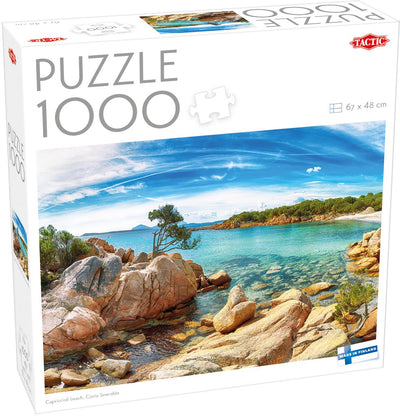 Tactic Capriccioli Beach, Costa Smeralda – Puzzle – 1000 Teile – kristallklares Mittelmeer – sonnenverwöhnte italienische Küstenlandschaft – hohe skandinavische Qualität