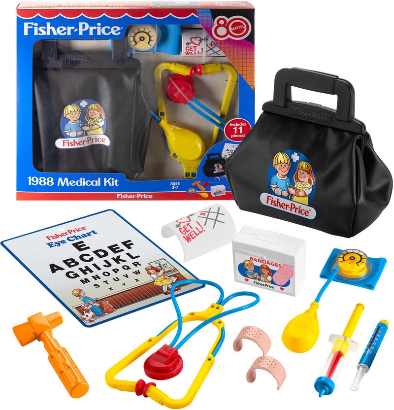 Fisher-Price Doctor's Set 1988 – 11-teiliges Set für Fantasy-Spiele – Mattel 80. Zurück in der Zeit