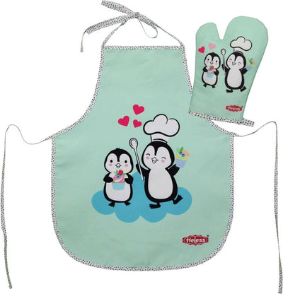 Heless setzte Kinderschürze und Ovenwant Pinguin