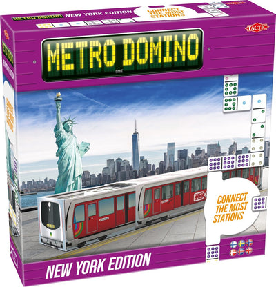Tactic Metro Domino: New York Edition – Brettspiel – Deluxe-Version – strategisches Dominospiel mit Stationen und Metro-Chips – ab 10 Jahren – 2 bis 4 Spieler