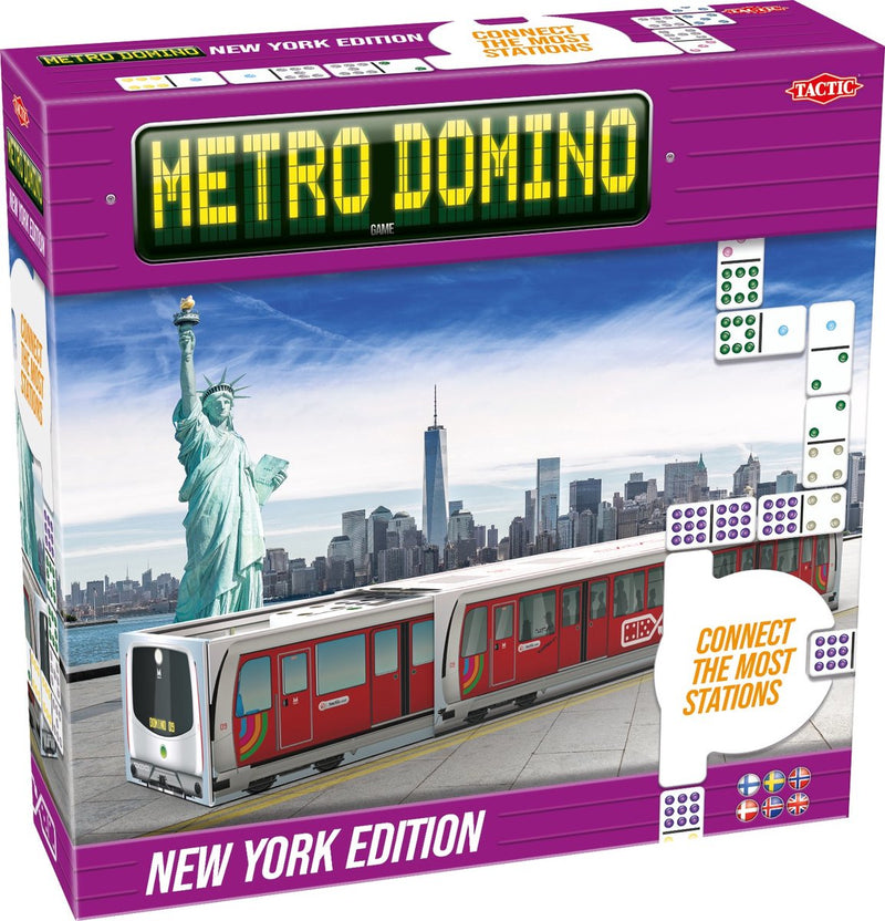 Tactic Metro Domino: New York Edition – Brettspiel – Deluxe-Version – strategisches Dominospiel mit Stationen und Metro-Chips – ab 10 Jahren – 2 bis 4 Spieler
