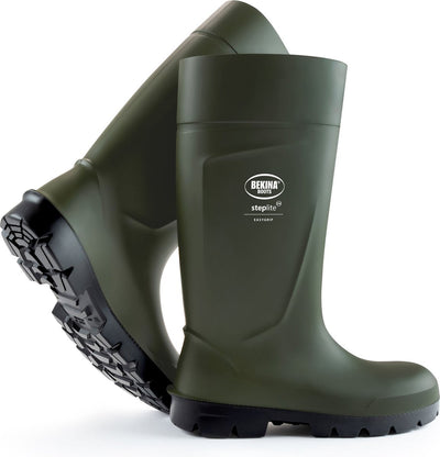 Bekina federleichte Sicherheitsstiefel für Damen und Herren, ohne Stahlkappe, rutschfeste Sohle, landwirtschaftliche Arbeitsstiefel, undurchlässig für Wasser, Schlamm oder Reinigungsmittel, isolierend bis - 20 Grad, grün, EU 40