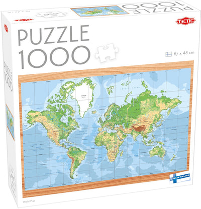 Taktische Weltkarte – Puzzle – 1000 Teile – detaillierte Weltkarte – pädagogische Geographie – hohe skandinavische Qualität