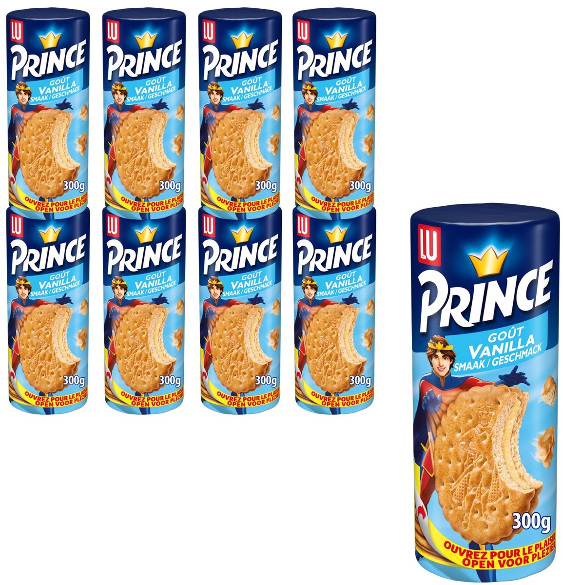 Lu Prince gefüllte Kekse Vanille 8 x 300 g – Keks für unterwegs – Kaffee – Tee – Arbeit – Brühe