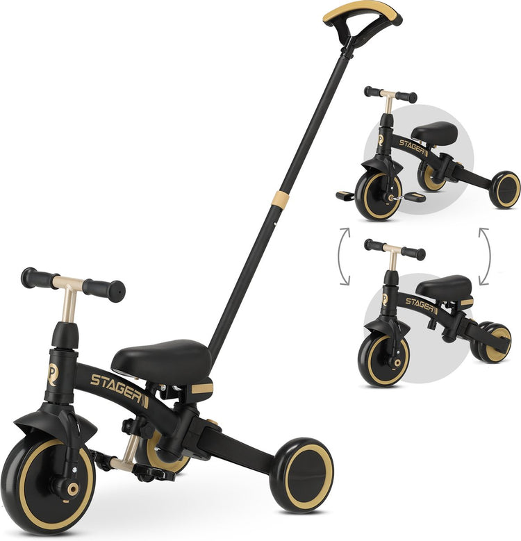Qplay Stager Dreirad 3-in-1 – faltbar – Schwarzgold