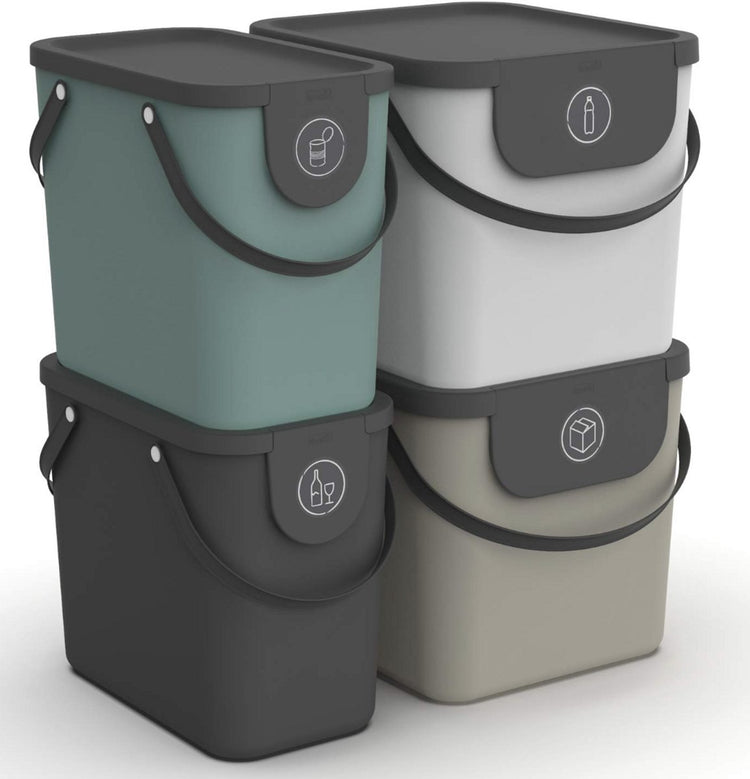 Rotho Albula Mülltrenner - 4er Set - 2x 25l und 2x 40l - verschiedene Farben